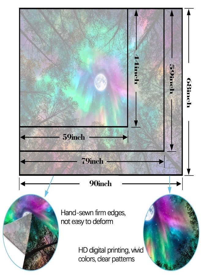 Yeoiat Abstract Rainbow Northern Lights Moon Forest Tapestry Trippy Wall Hanging Aesthetic Decor for Bedroom Dorm Living Room, 60x44 Inch - Image 4